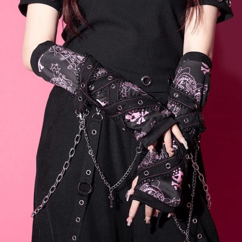 Goth Emo Punk Bunny Rabbit Harajuku Arm Warmers Blk/Pnk
